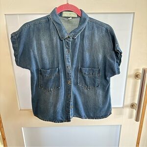 Thread & Supply Denim Blue Button-Up Cropped Shirt - Medium